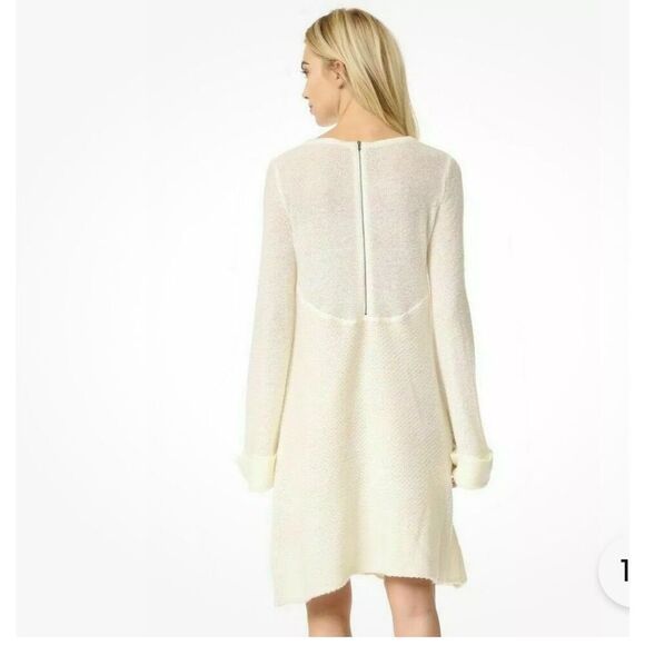 FREE PEOPLE white Rabbit Bell Sleeve A Line Wool/alpaca Zipper Sweater Dress S - Picture 2 of 11